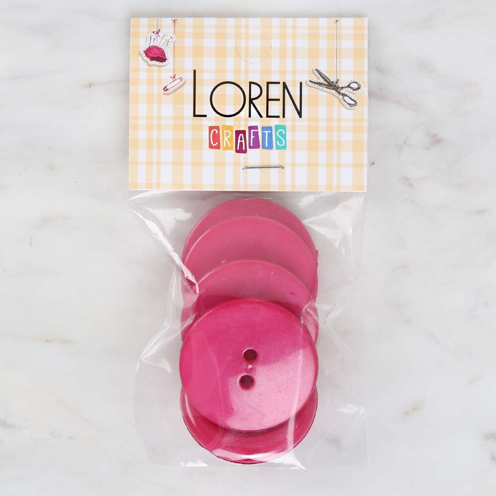 Loren Crafts 5'li Fuşya Büyük Düğme - 1791